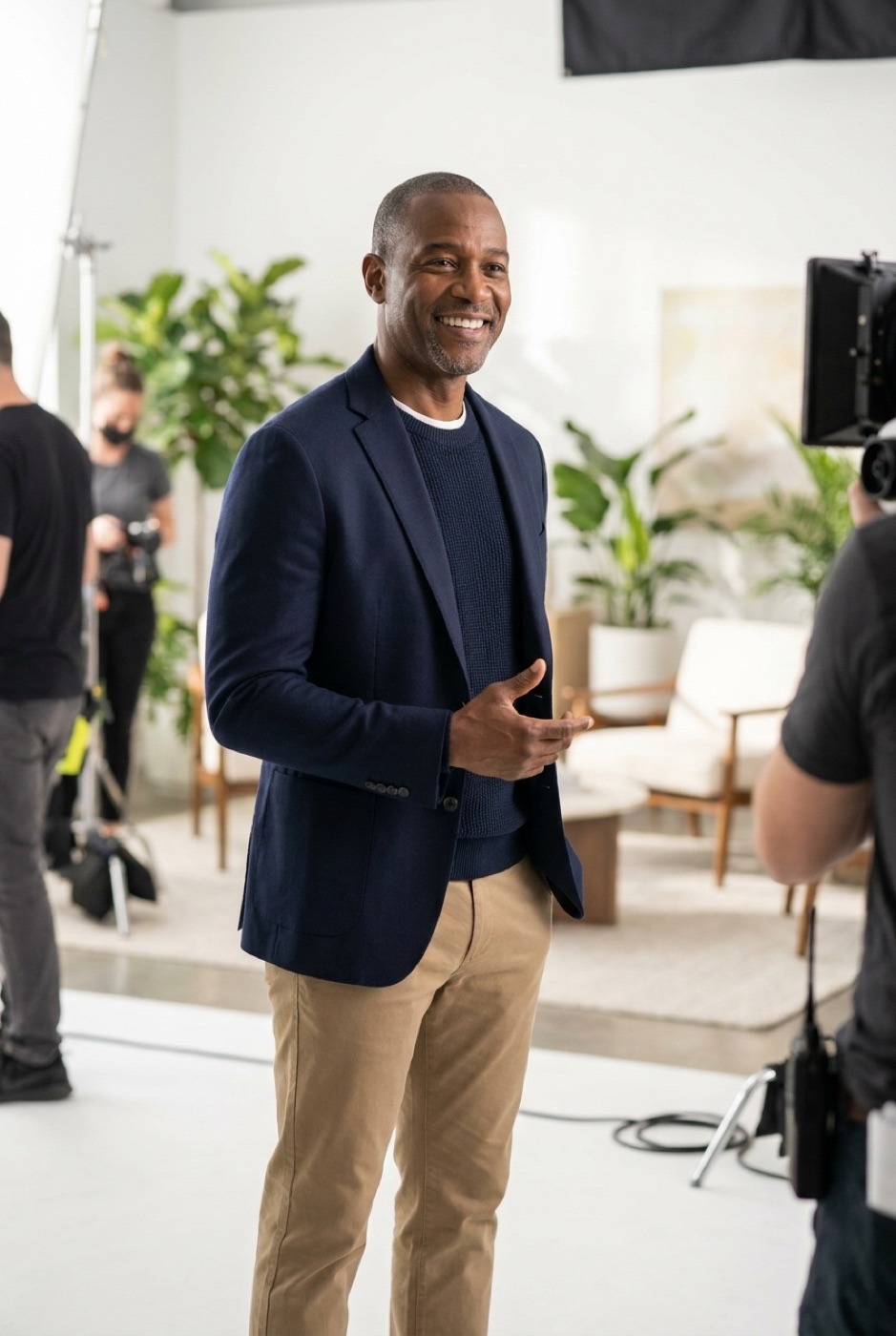 A commercial model on a brand campaign shoot